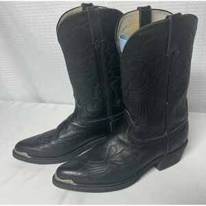 Durango TR750 Women's Black Leather Cowboy Biker Boots Silver Toe 9.5M